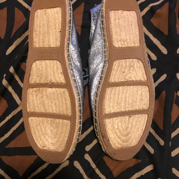 Coach Ramira Silver-blue glitter lace up flats! - Picture 2 of 2